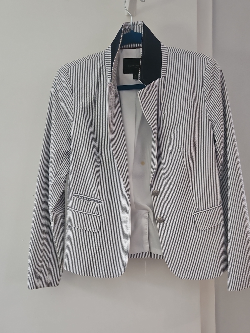 Banana Republic Navy and White Striped Blazer